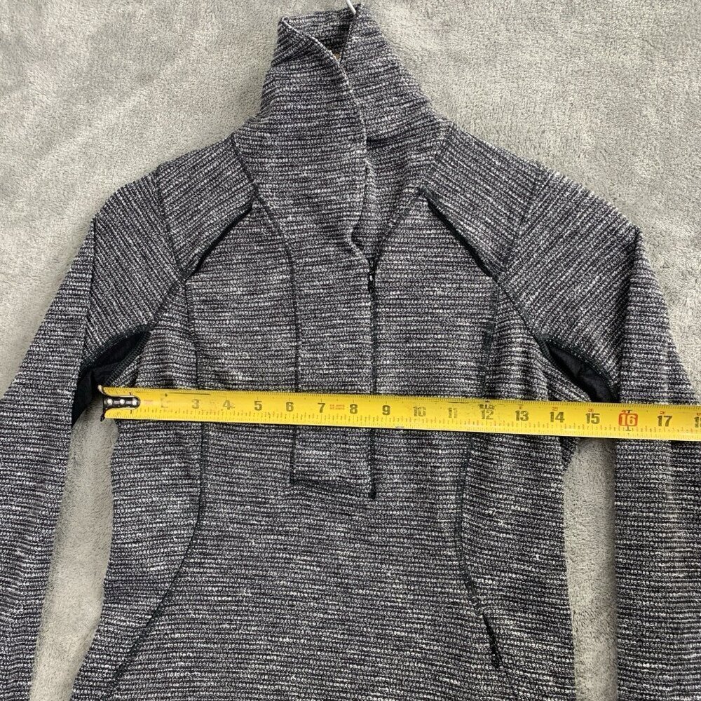 Lululemon Think Fast Pullover Women 4 Gray Herringbone 1/4 Sweatshirt Athleisure - Picture 3 of 7